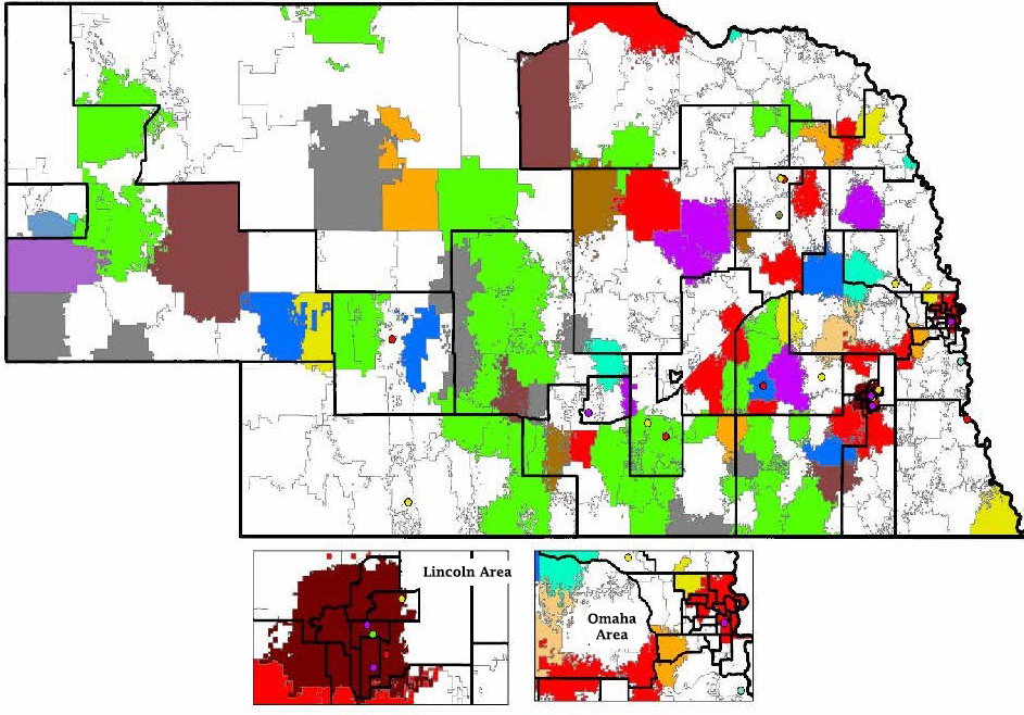 map showing farm to school activities in Nebraska