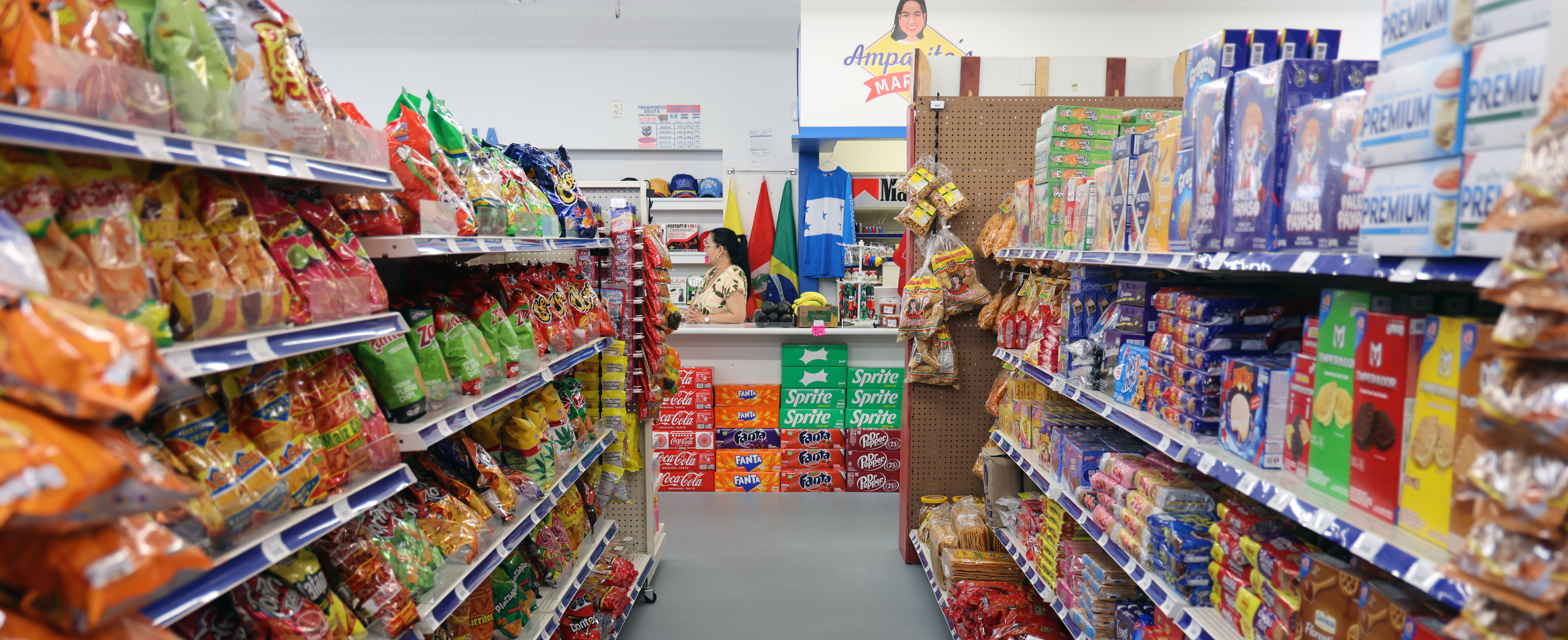 An aisle of a grocery store. Photo by Russell Shaffer