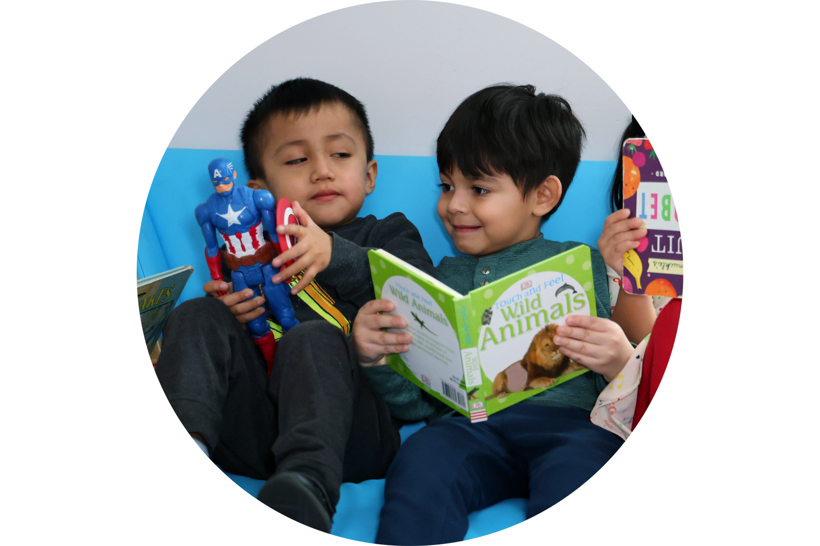 Children reading in a daycare center. Photo by Russell Shaffer