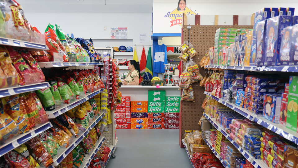 An aisle of a grocery store. Photo by Russell Shaffer